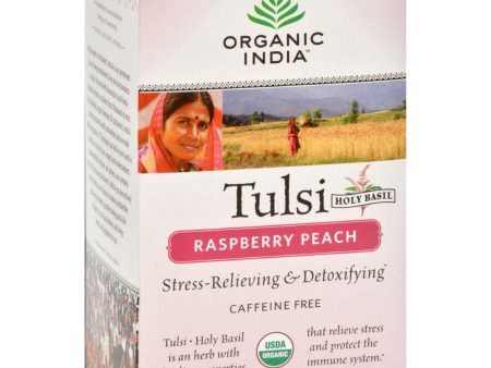 Organic India Tulsi Tea Raspberry Peach - 18 Tea Bags - Case Of 6 Sale