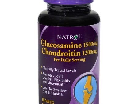 Natrol Glucosamine 1500 Mg Chondroitin 1200 Mg - 60 Tablets For Discount