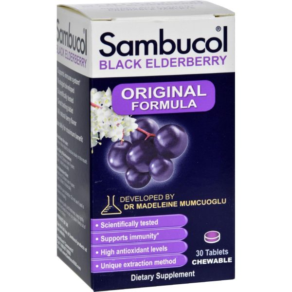 Sambucol Black Elderberry Immune System Support - Original Formula - 30 Chewable Tablets Online Sale