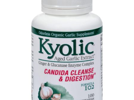 Kyolic Aged Garlic Extract Candida Cleanse And Digestion Formula 102 - 100 Vegetarian Capsules on Sale