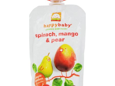 Happy Baby Organic Baby Food Stage 2 Spinach Mango And Pear - 3.5 Oz - Case Of 16 Hot on Sale