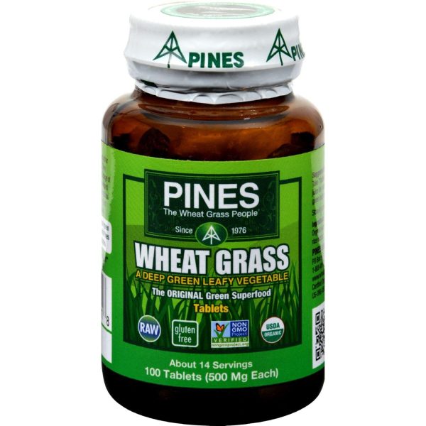 Pines International Organic Wheat Grass - 500 Mg - 100 Tablets Hot on Sale