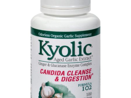 Kyolic Aged Garlic Extract Candida Cleanse And Digestion Formula 102 - 100 Vegetarian Tablets Online now