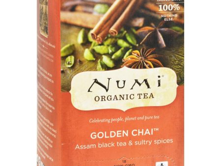 Numi Golden Chai Spiced Assam Black Tea - 18 Tea Bags - Case Of 6 For Discount