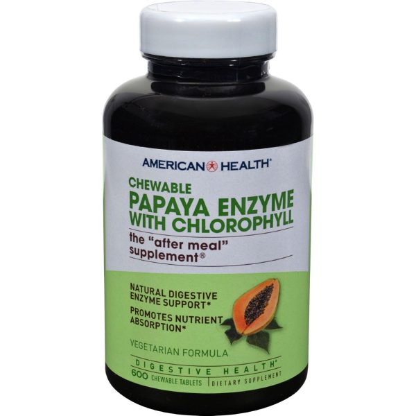 American Health Papaya Enzyme With Chlorophyll Chewable - 600 Chewable Tablets Online Hot Sale