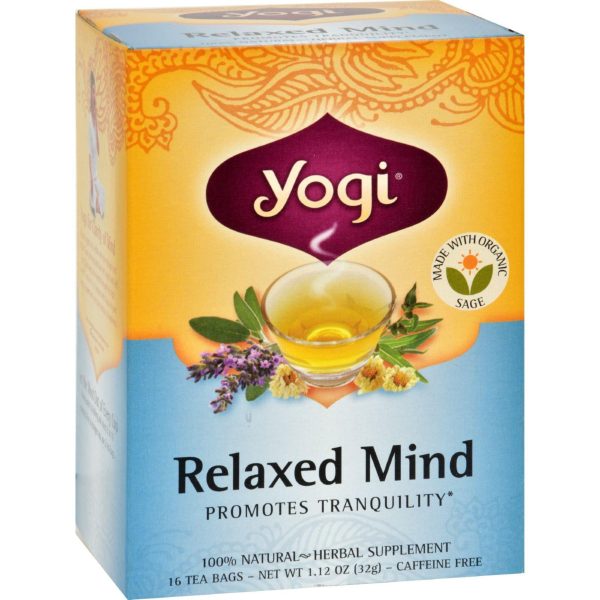 Yogi Relaxed Mind Herbal Tea Caffeine Free - 16 Tea Bags - Case Of 6 Online Hot Sale