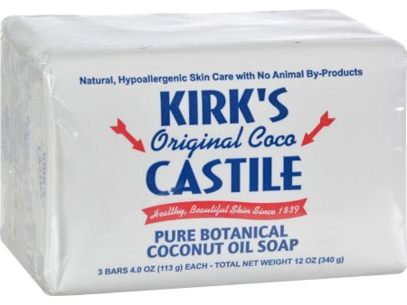 Kirk s Natural Castile Soap Original - 4 Oz Each - Pack Of 3 For Discount