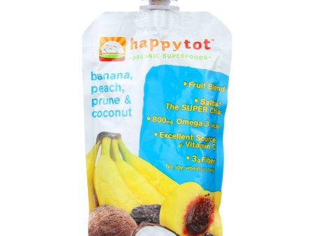 Happy Tot Toddler Food - Organic - Stage 4 - Banana Peach Prune And Coconut - 4.22 Oz - Case Of 16 For Sale