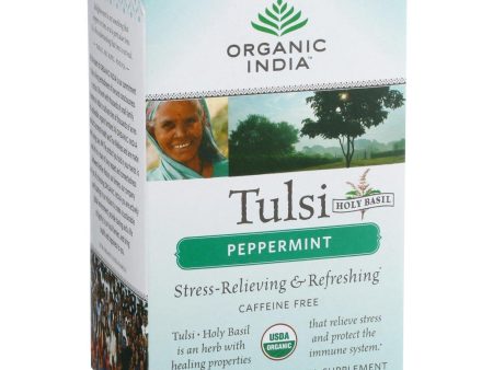 Organic India Organic Tulsi Tea - Peppermint - 18 Tea Bags - Case Of 10 Online Hot Sale