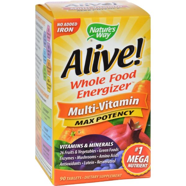 Nature s Way Alive Multi-vitamin No Iron Added - 90 Tablets Hot on Sale