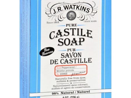 J.r. Watkins Bar Soap - Castile - Peppermint - 8 Oz Online Hot Sale