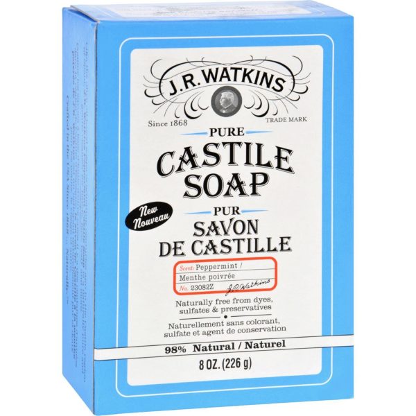 J.r. Watkins Bar Soap - Castile - Peppermint - 8 Oz Online Hot Sale