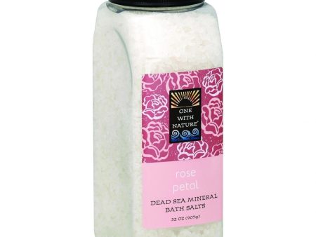 One With Nature Bath Salts - Dead Sea Mineral - Rose Petal - 32 Oz Discount