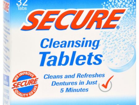 Secure Denture Adhesive Denture Cleanser - 32 Tablets For Cheap