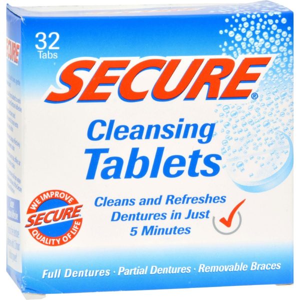 Secure Denture Adhesive Denture Cleanser - 32 Tablets For Cheap