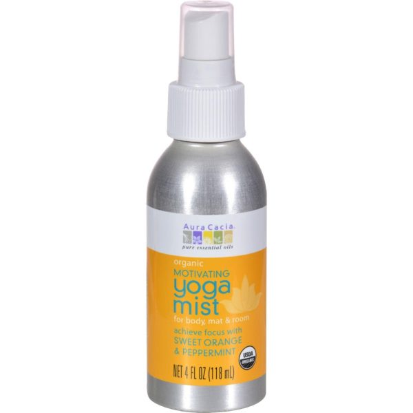 Aura Cacia Organic Yoga Mist - Motivating Sweet Organe And Peppermint - 4 Oz Sale